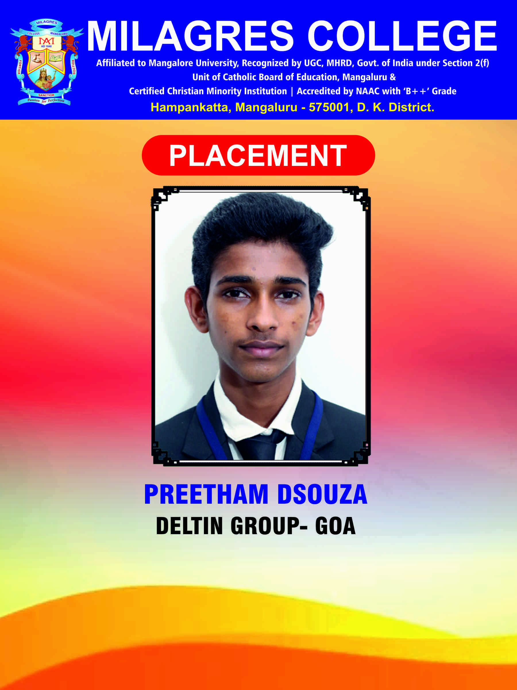 Successfully placed student